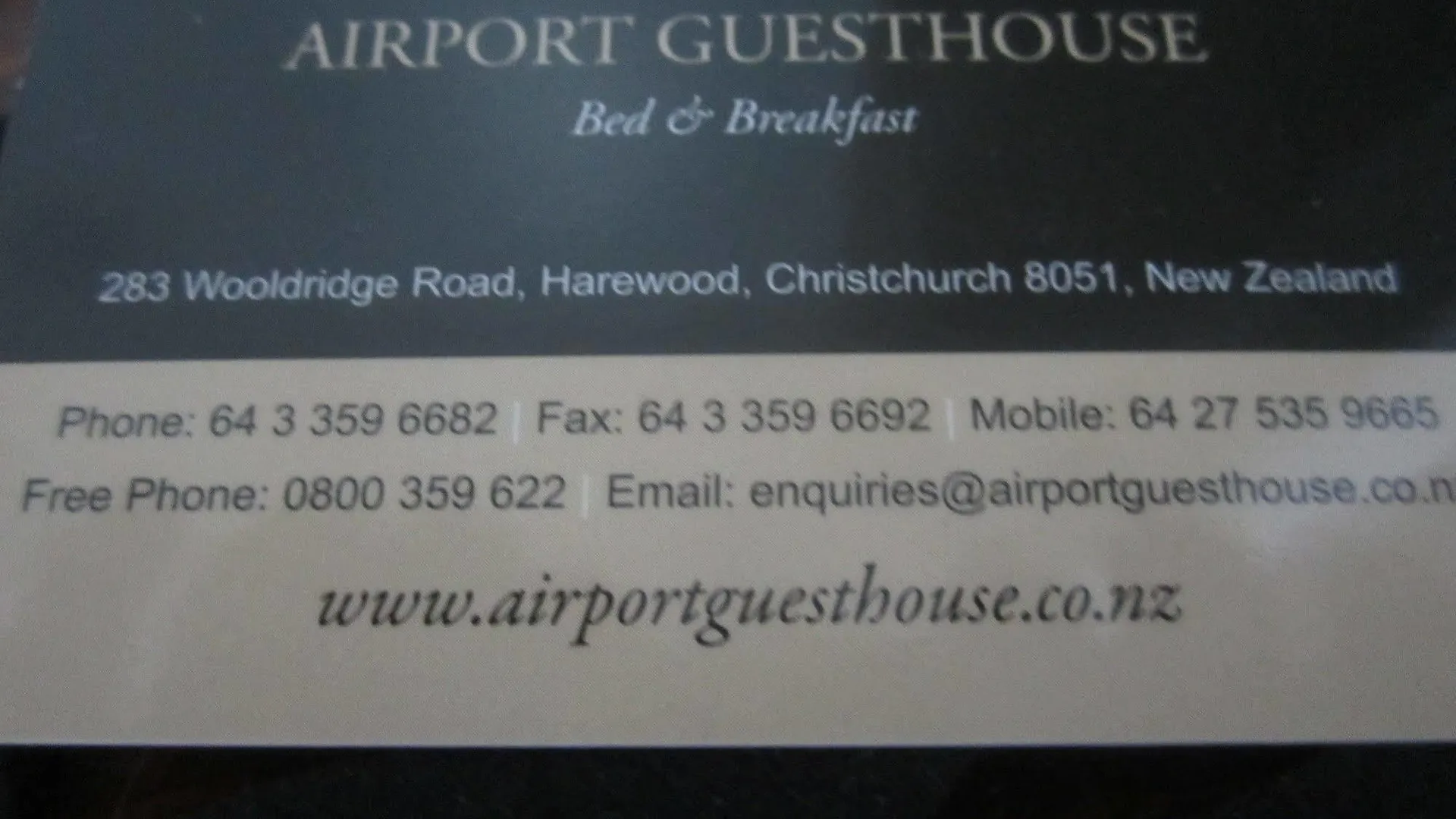 Bed & Breakfast Airport Guesthouse Christchurch Airport